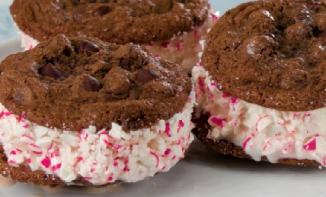 
Double Chocolate &amp; Peppermint Ice Cream Sandwich Cookies
