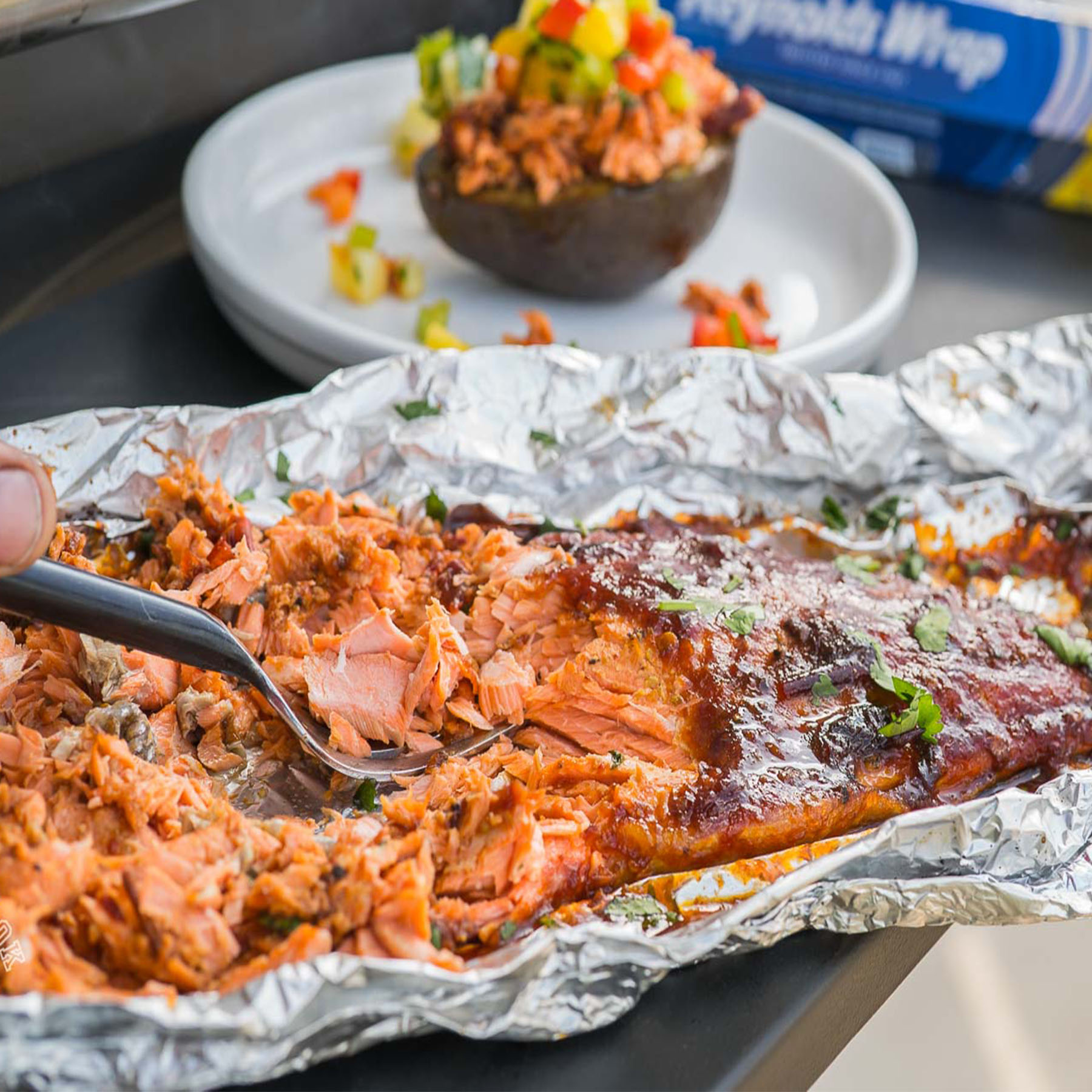 Sweet Chipotle Grilled Salmon in Avocado | Reynolds Brands