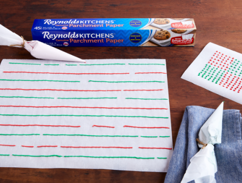 icing lines on parchment paper