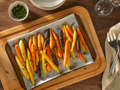 roasted carrots on parchment paper