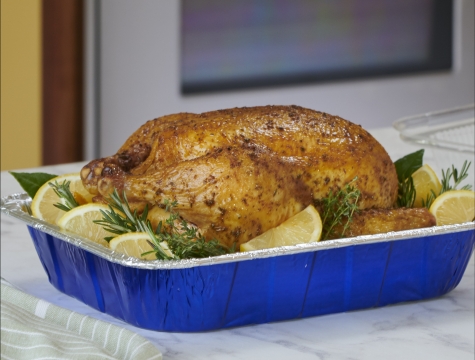 chicken in a disposable roasting pan