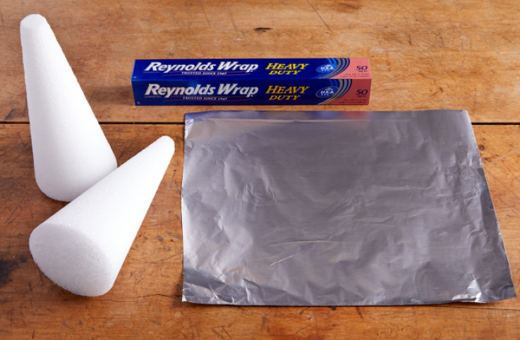  Styrofoam cone and Reynolds Wrap