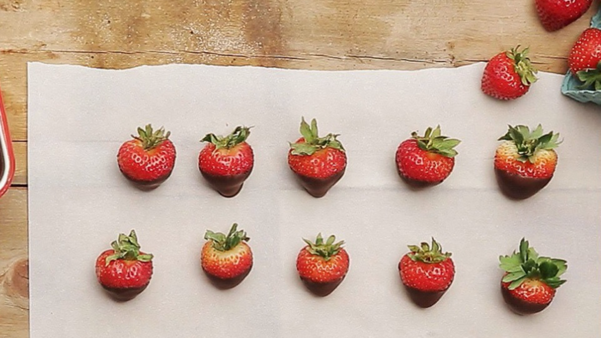 Strawberries on wax paper