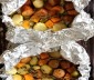 
Spicy Sausage Brussels Sprouts and Butternut Squash Foil Packets 

