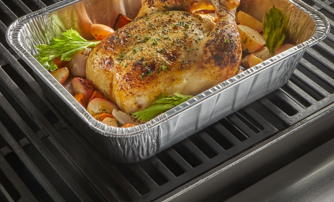 Disposable aluminum grill pans top