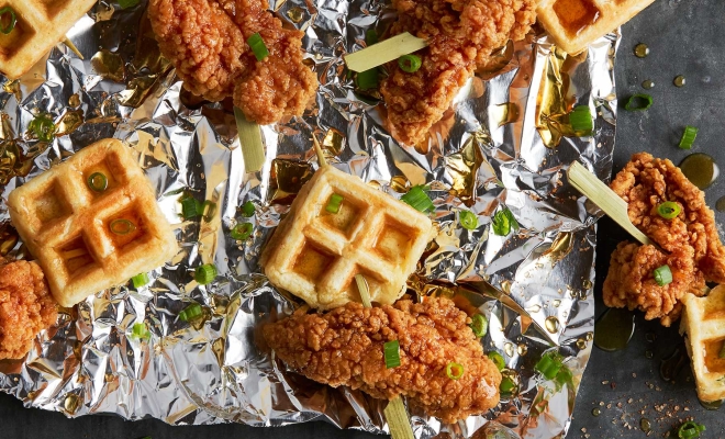 Chicken and Waffle Skewers