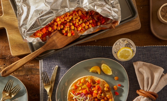 
Crunchy BBQ Chickpea &amp; Vegetable Pita Wraps

