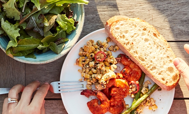 
Chile de Arbol Shrimp and Grilled Corn Salad
