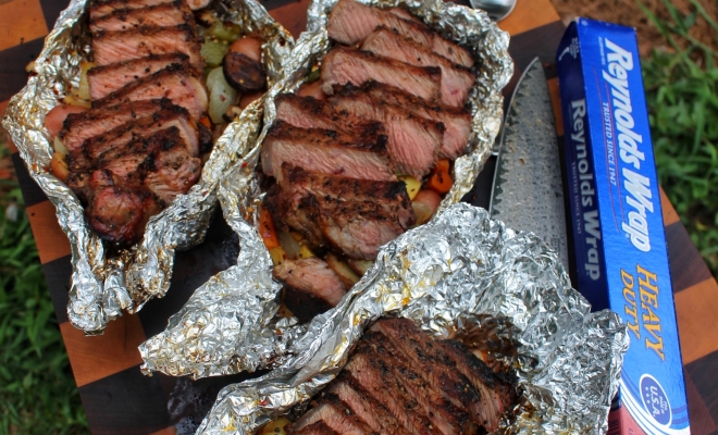 
New York Strip Steak with Veggie Packets
