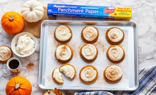 
Pumpkin Snickerdoodle Cookies with Cream Cheese Frosting
