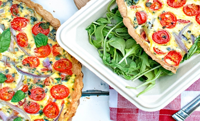 
Tomato, Basil, and Parmesan Quiche
