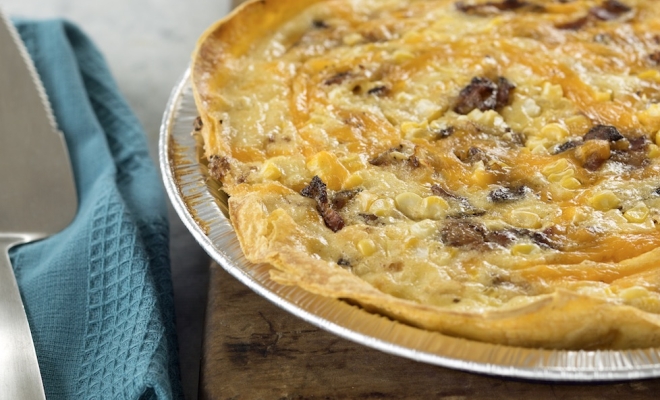 
Bacon and Cheddar Cheese Tortilla Quiche
