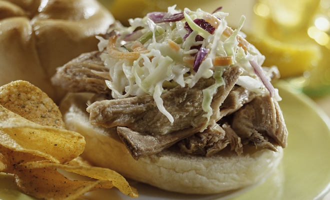 
Slow Cooker Pork BBQ Rolls with Easy Coleslaw
