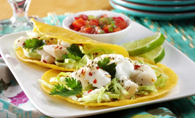 
Fish Tacos with Crema Sauce
