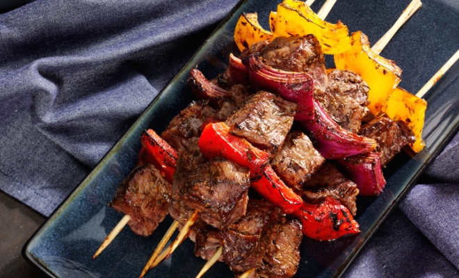 
Grilled Beef &amp; Pepper Kabobs
