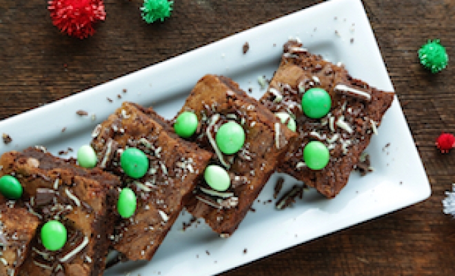 
Mint Chocolate Chip Holiday Brownies
