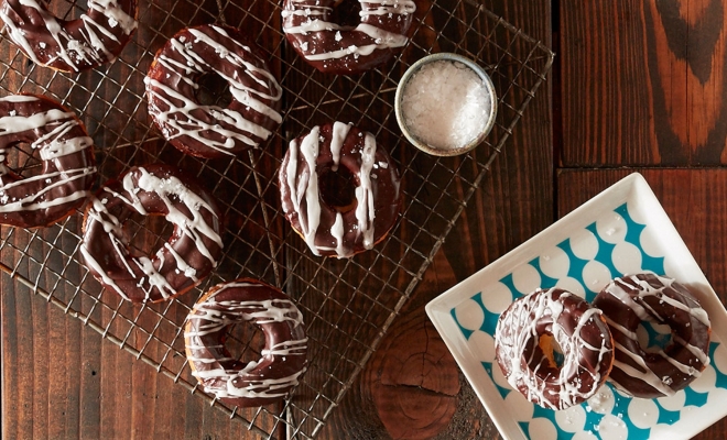 
Chocolate-Glazed Mochi Doughnuts
