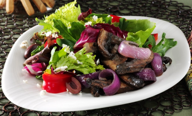 
Roasted Portabellas with Mediterranean Salad
