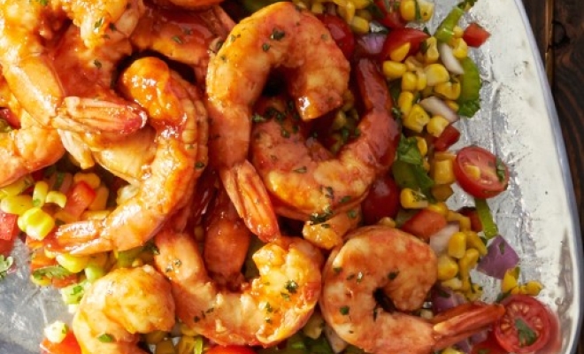 
Grilled BBQ Shrimp with Citrus Corn Salad
