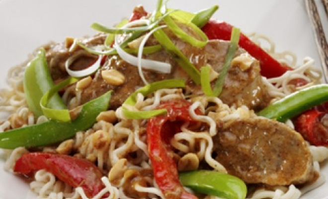 
Spicy Thai Pork with Vegetables &amp; Sesame Noodles
