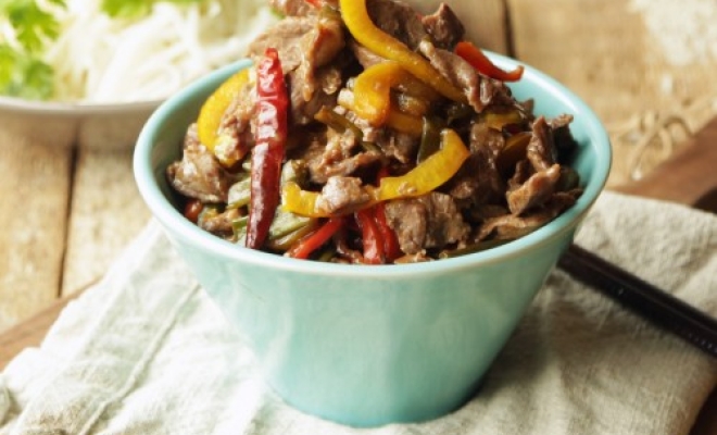 
Spicy Szechuan Beef with Peppers
