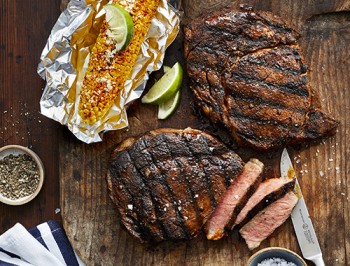 Grilled Spice-Rubbed Steak with Mexican Corn