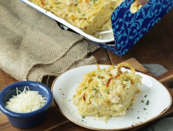 Chicken Alfredo Fettuccini Bake