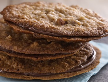 Coconut Pecan Florentine Sandwich Cookies