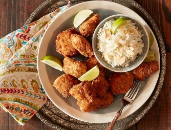 Jerk Chicken Nuggets with Lime Coconut Rice