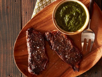 Roasted New York Strip Steak with Chimichurri Sauce