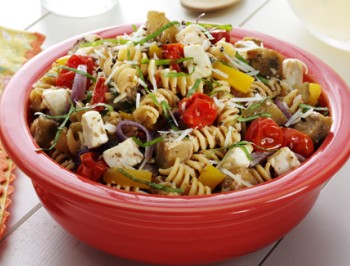 Roasted Eggplant with Pasta Caprese