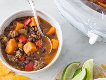 Slow Cooker Beef-and-Black-Bean Taco Soup