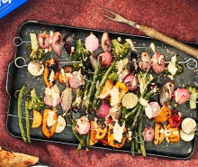 Mixed Veggie Kabobs with Tahini Sauce